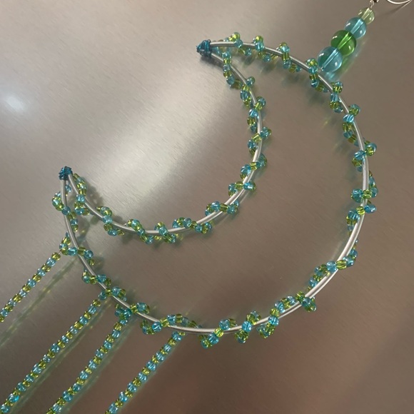 Beaded Glass Beaded Crescent Moon Wall Hanging Sun Catcher - Picture 2 of 7